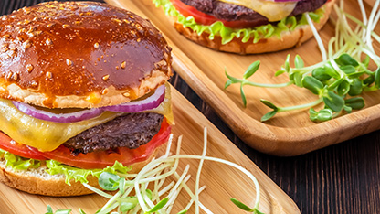 burgers on platters card